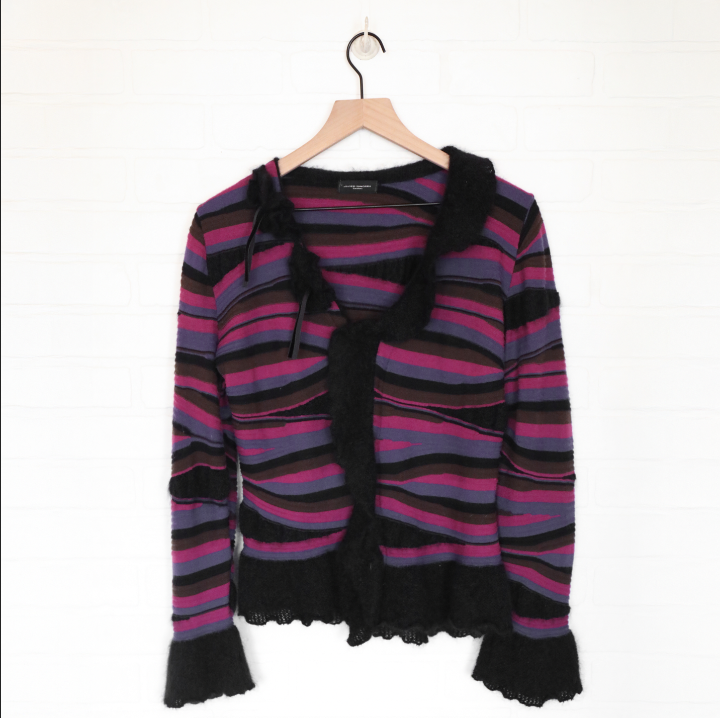 Javier Simorra Barcelona Wavy Striped Ruffle Sweater