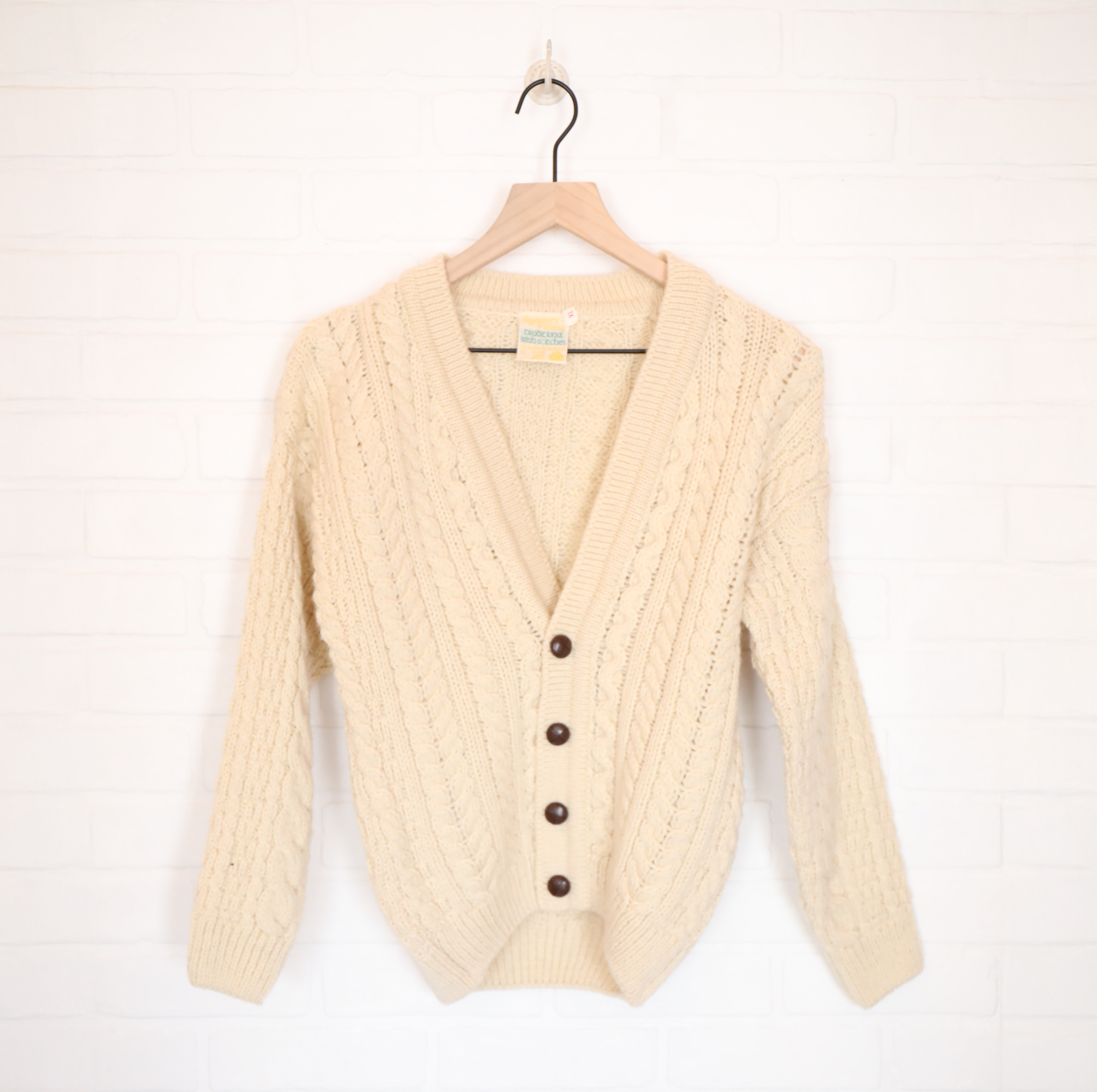 Vintage Sweaters of Ireland Cable Knit Wool Cardigan Sz Small