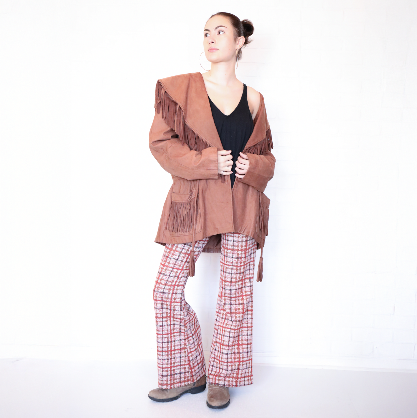 Urban Outfitters Plaid Pull On Flare Leg Pants