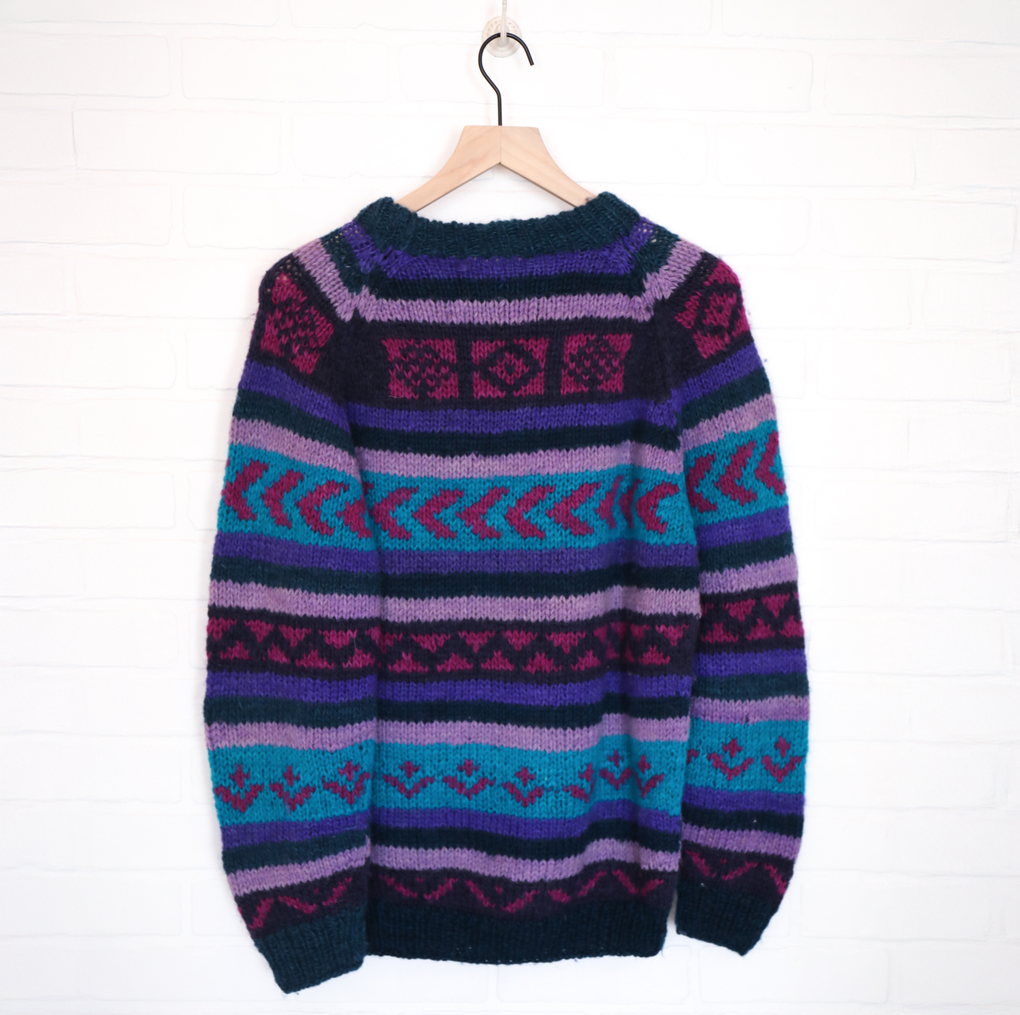 Unbranded Vintage Multi Color Oversized Wool Sweater