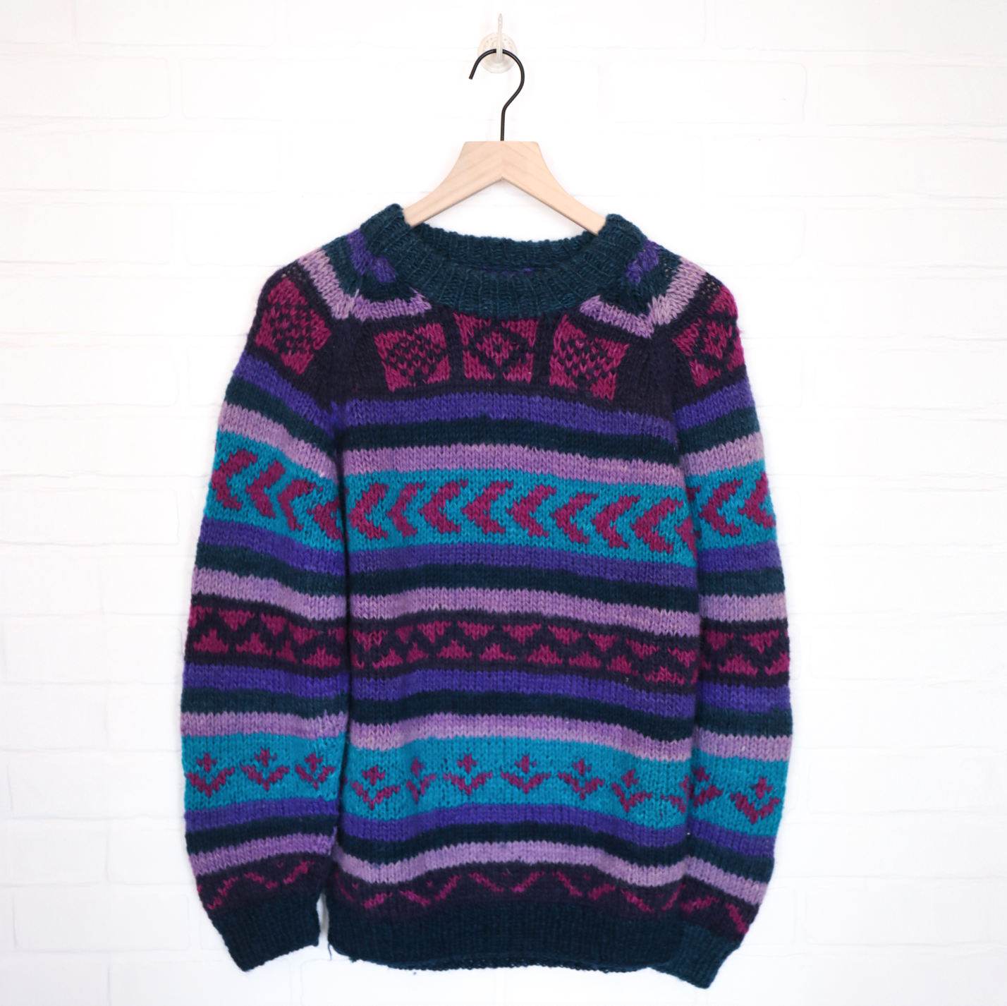 Unbranded Vintage Multi Color Oversized Wool Sweater