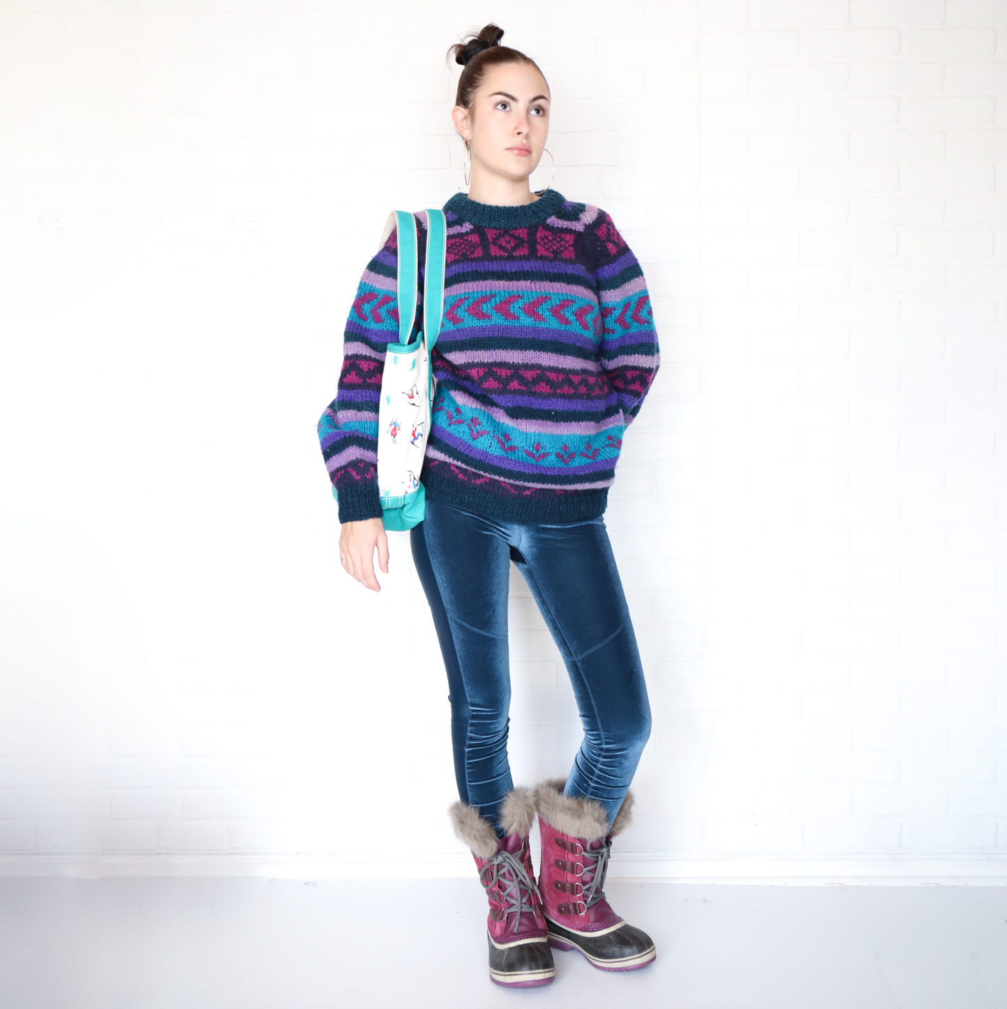 Unbranded Vintage Multi Color Oversized Wool Sweater