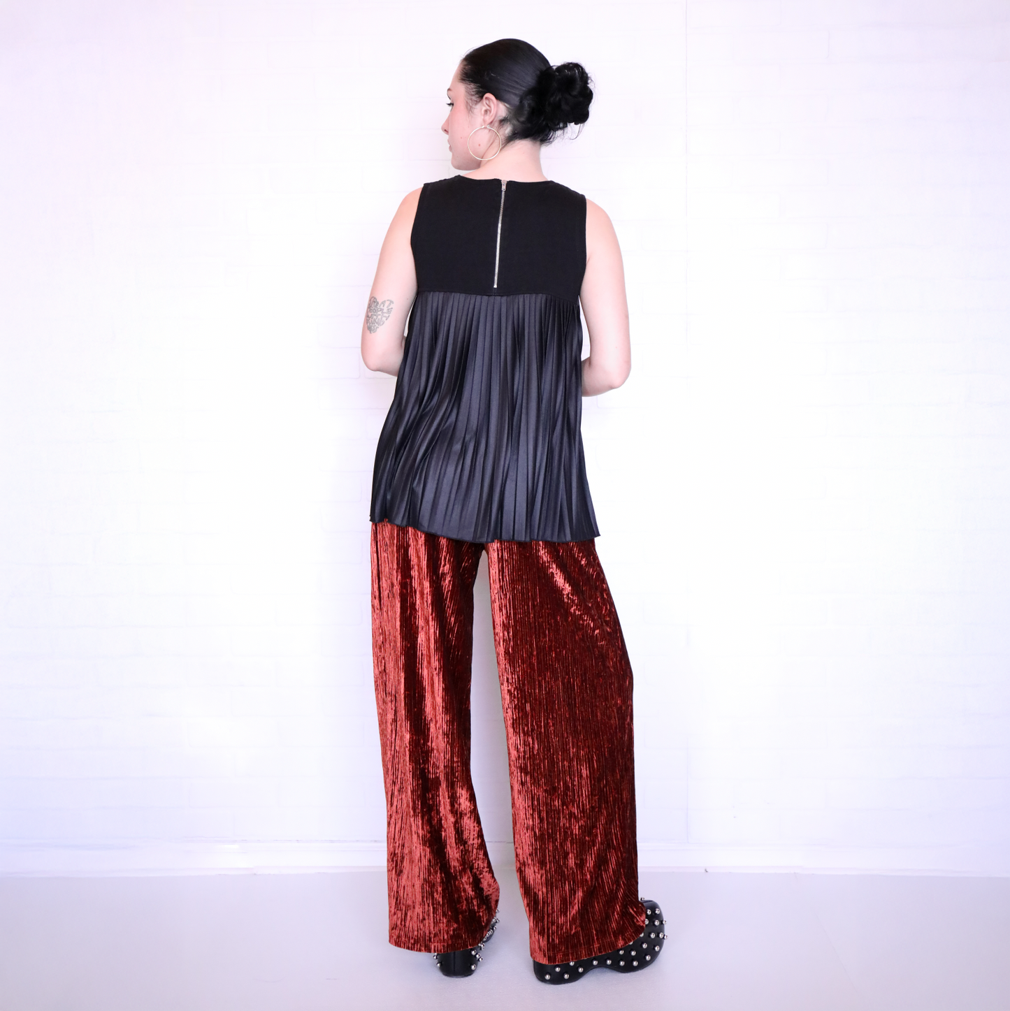 See by Chloe Black Pleated Sleeveless Top