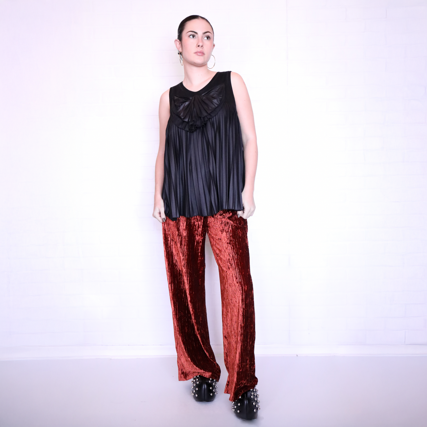 See by Chloe Black Pleated Sleeveless Top