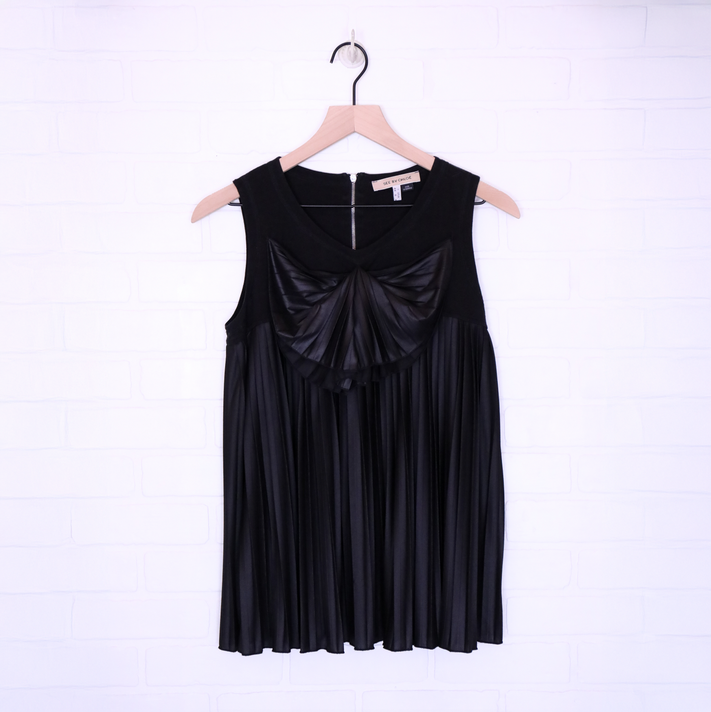 See by Chloe Black Pleated Sleeveless Top