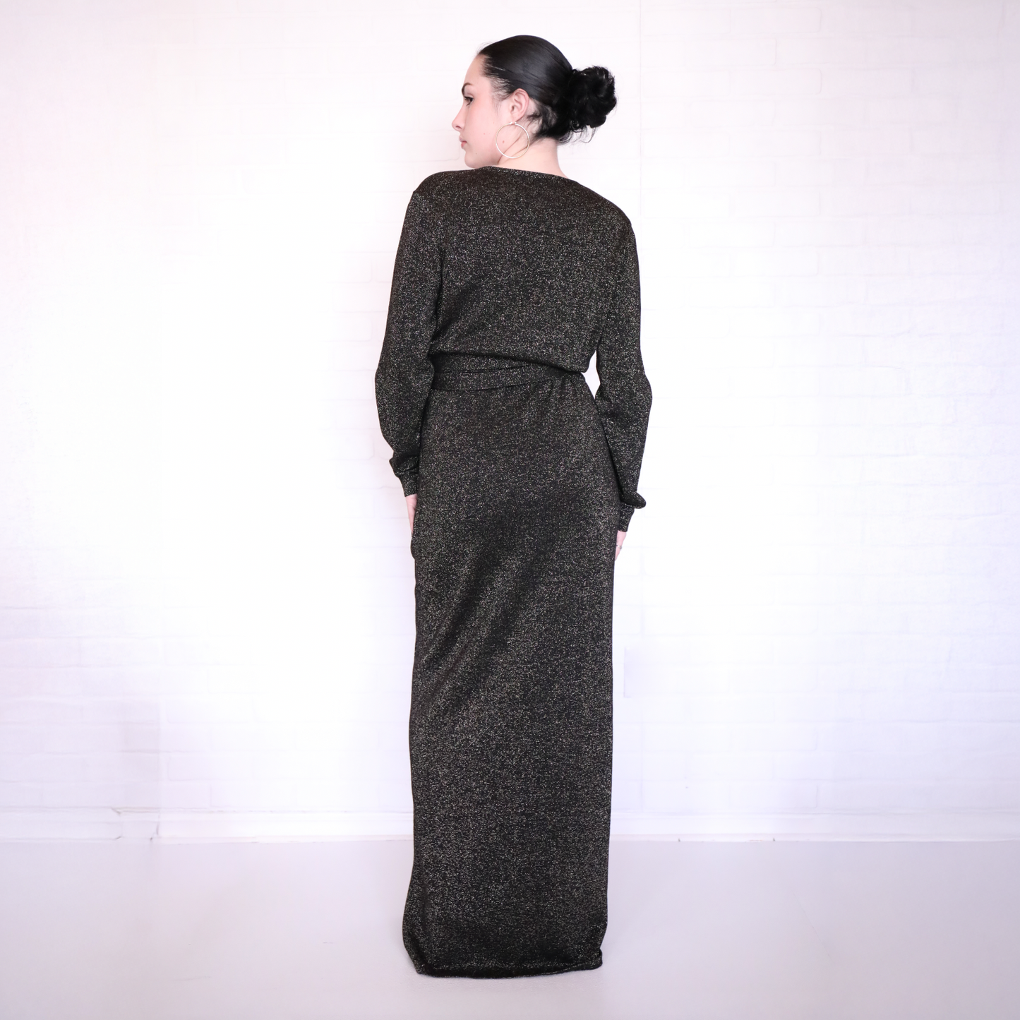 Diane von Furstenberg Black Gold Sparkle Wrap Dress