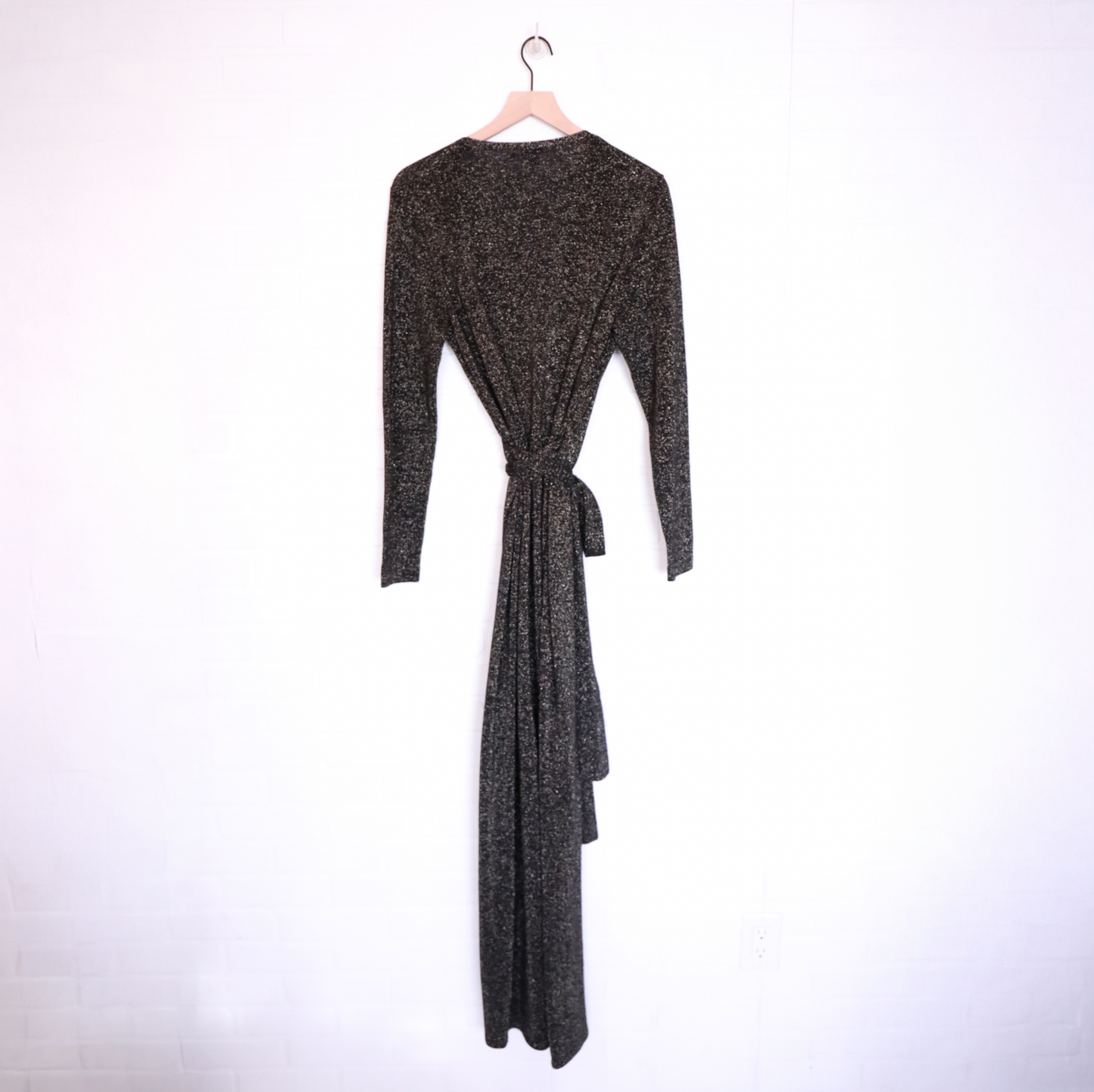 Diane von Furstenberg Black Gold Sparkle Wrap Dress