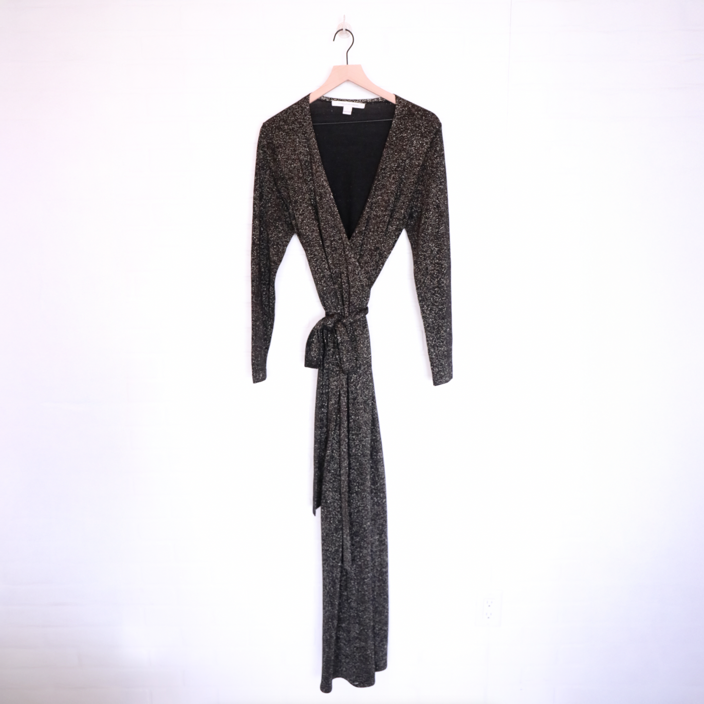 Diane von Furstenberg Black Gold Sparkle Wrap Dress