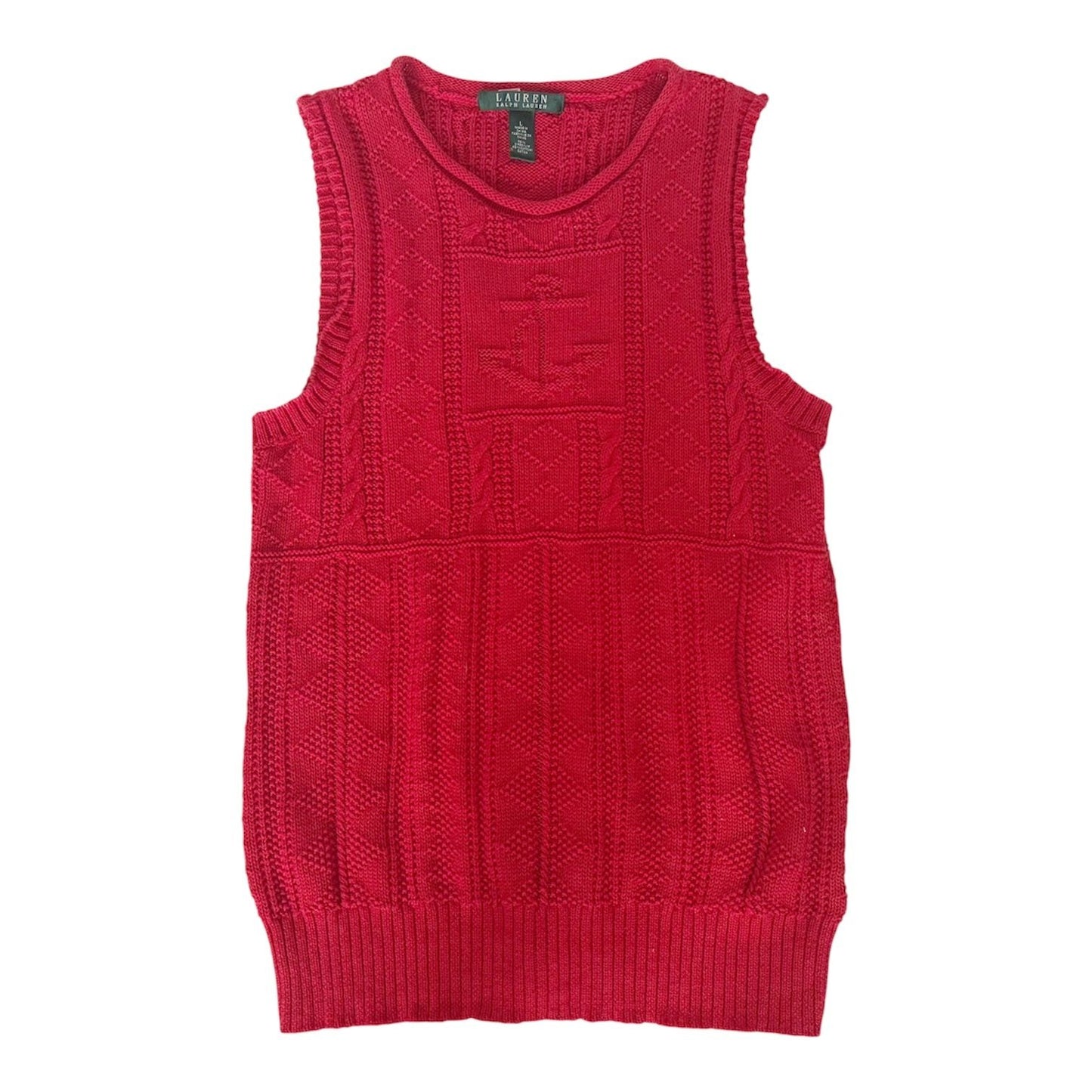 Vintage Lauren Ralph Lauren Red Nautical Themed Sweater Vest 90s