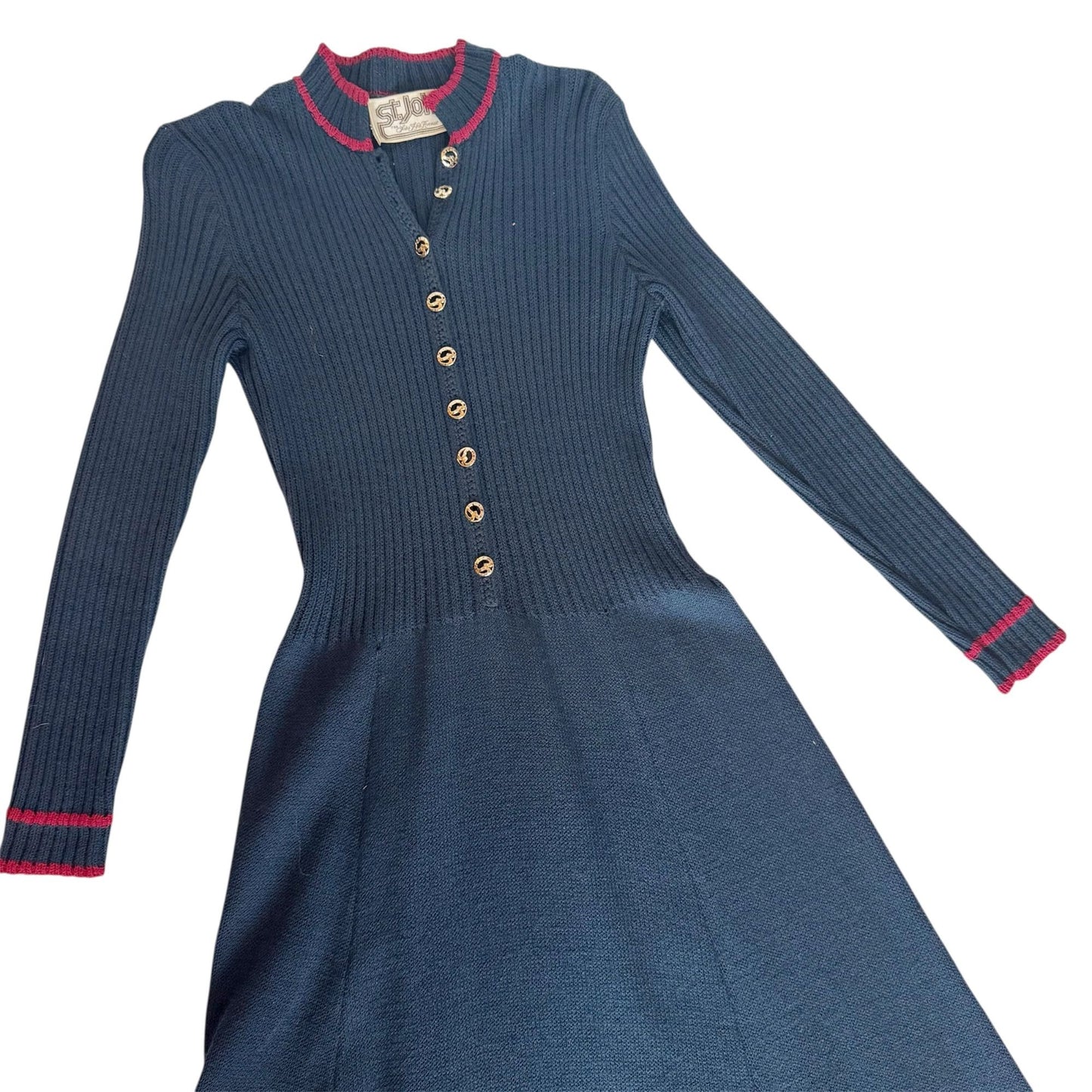 Vintage St. John Navy Fit & Flare Dress 1980s