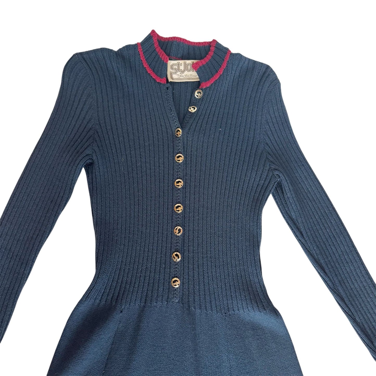 Vintage St. John Navy Fit & Flare Dress 1980s
