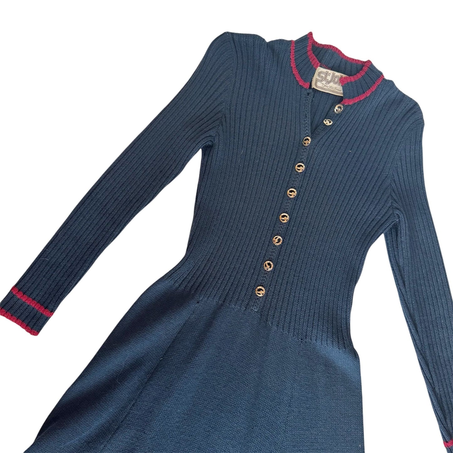 Vintage St. John Navy Fit & Flare Dress 1980s