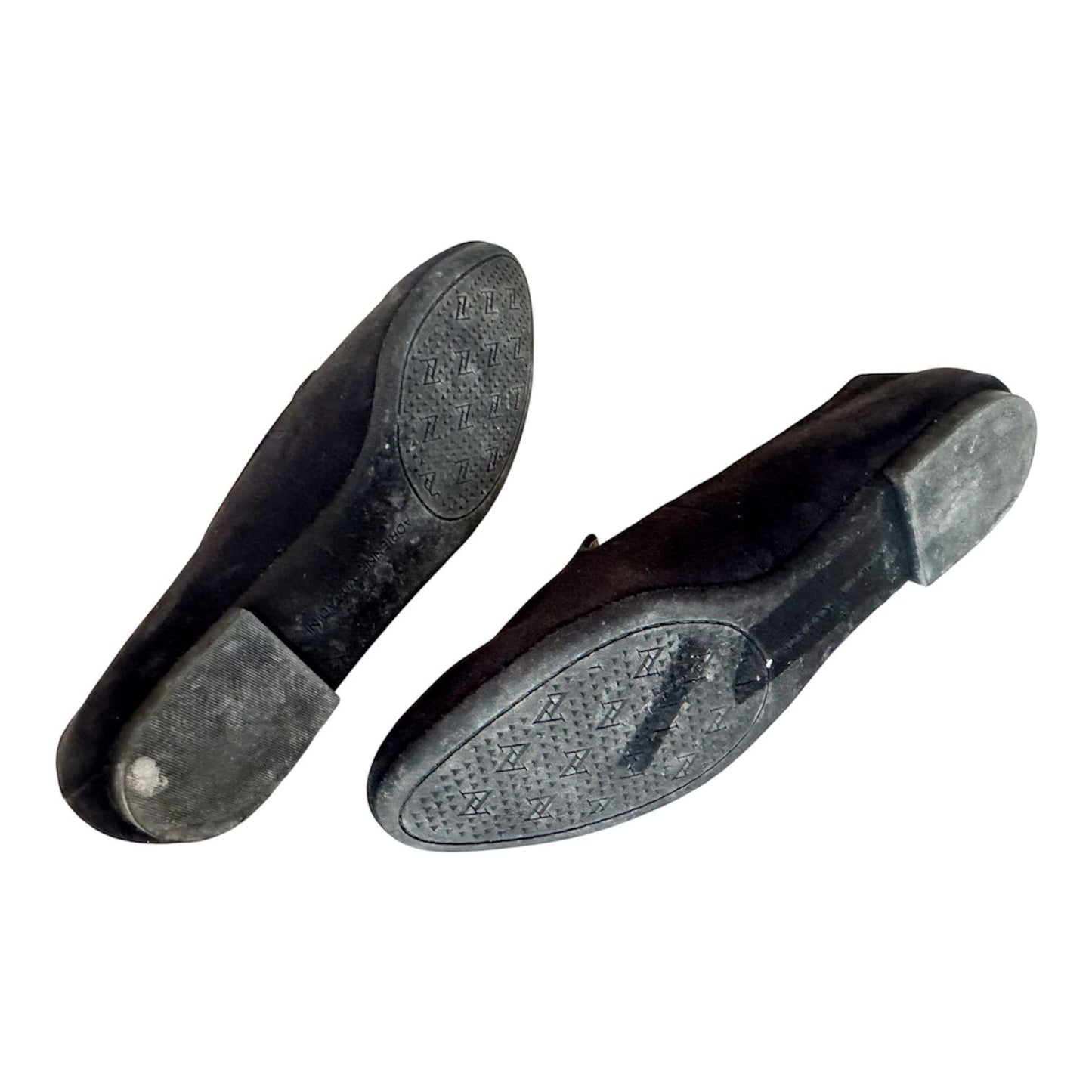 Adrienne Vittadini Black Gold Tassel Embroidered Loafer / Flat Sz 8.5