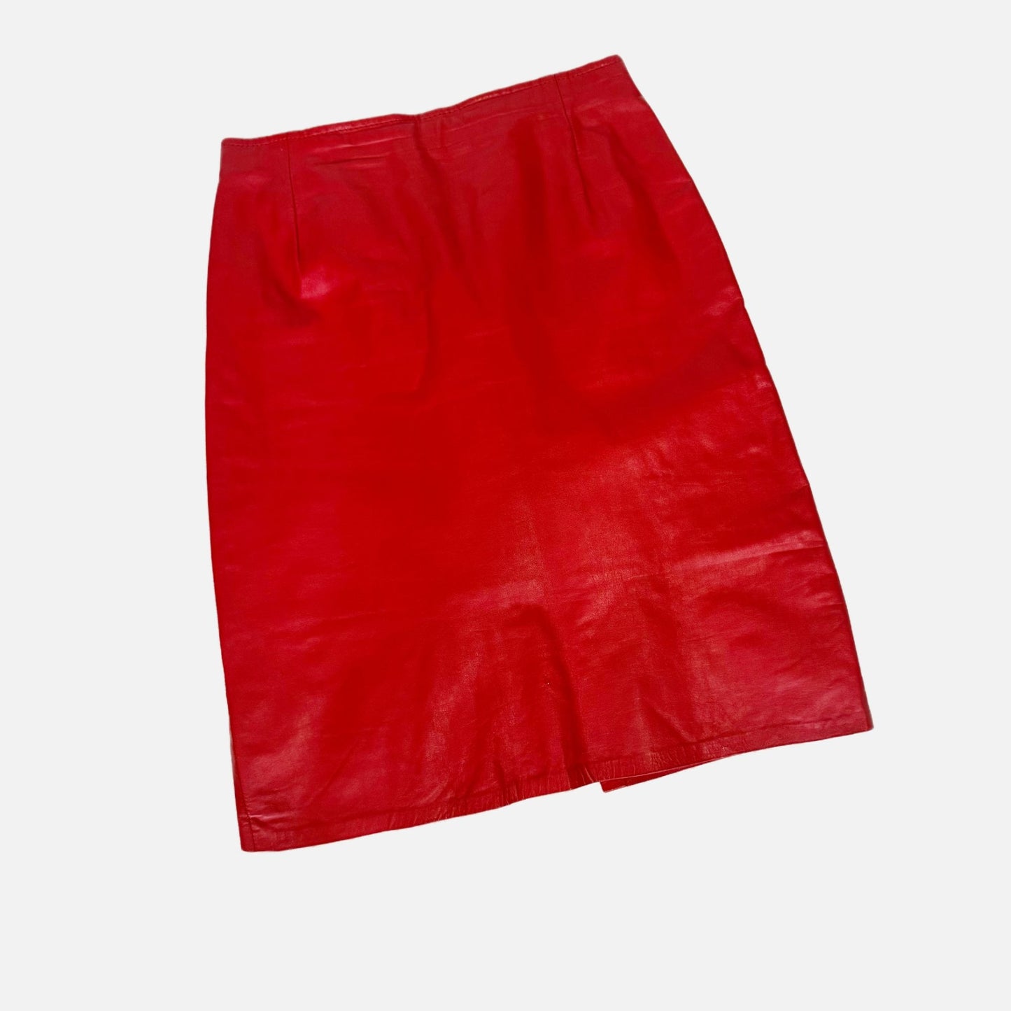 Vintage Firenze Red Leather Pencil Skirt 1980s