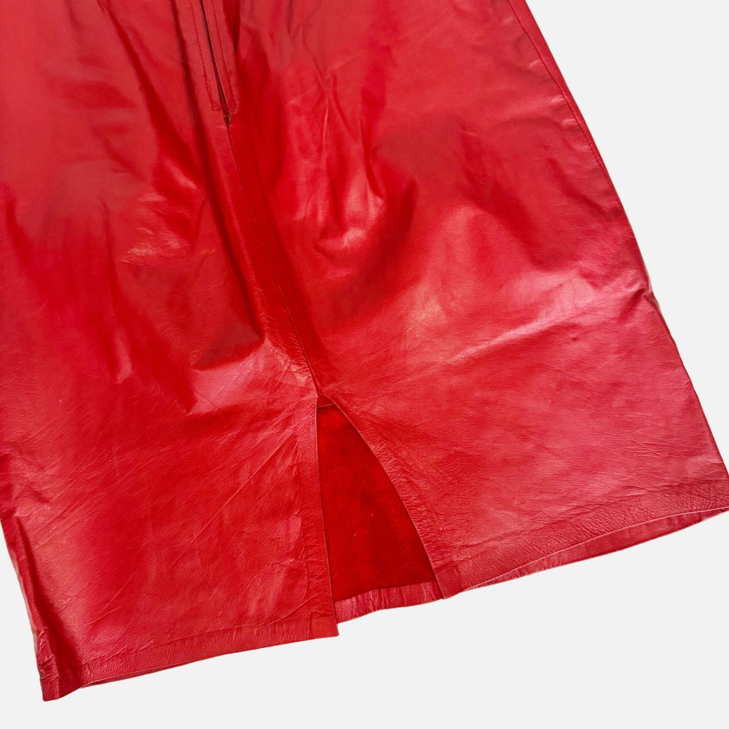 Vintage Firenze Red Leather Pencil Skirt 1980s