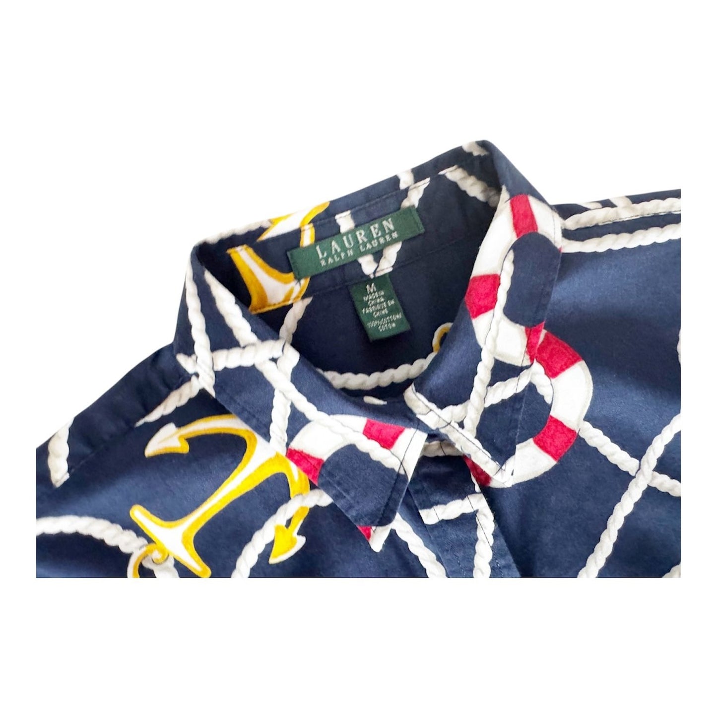 Lauren Ralph Lauren Nautical Themed Full Button Blouse