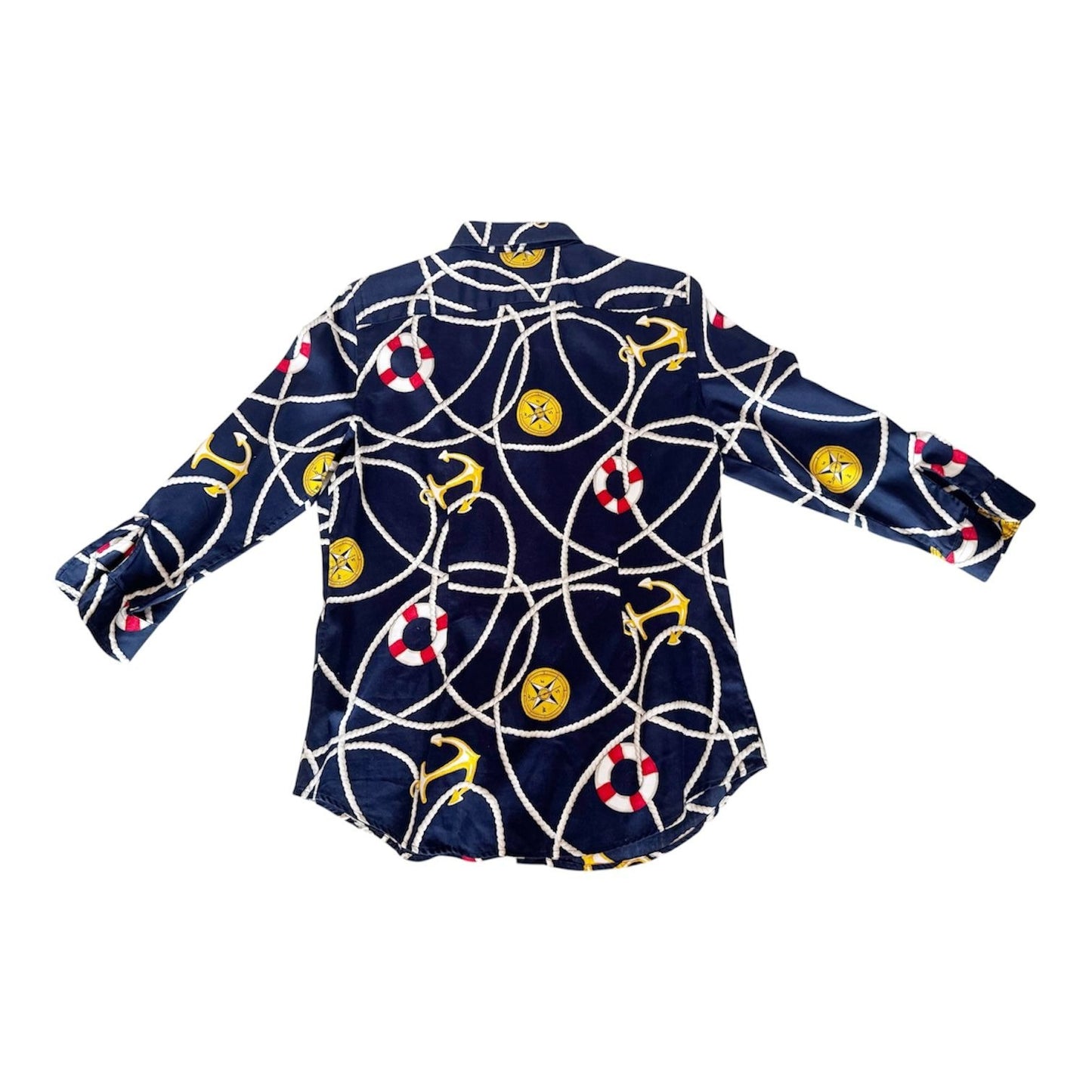 Lauren Ralph Lauren Nautical Themed Full Button Blouse
