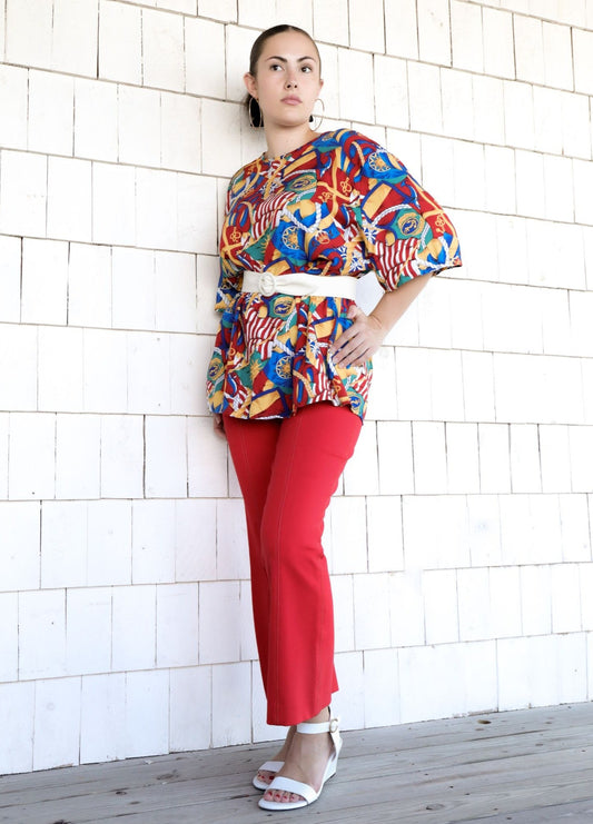 Anthropologie Essential Crop Flare Red Pull On Pant