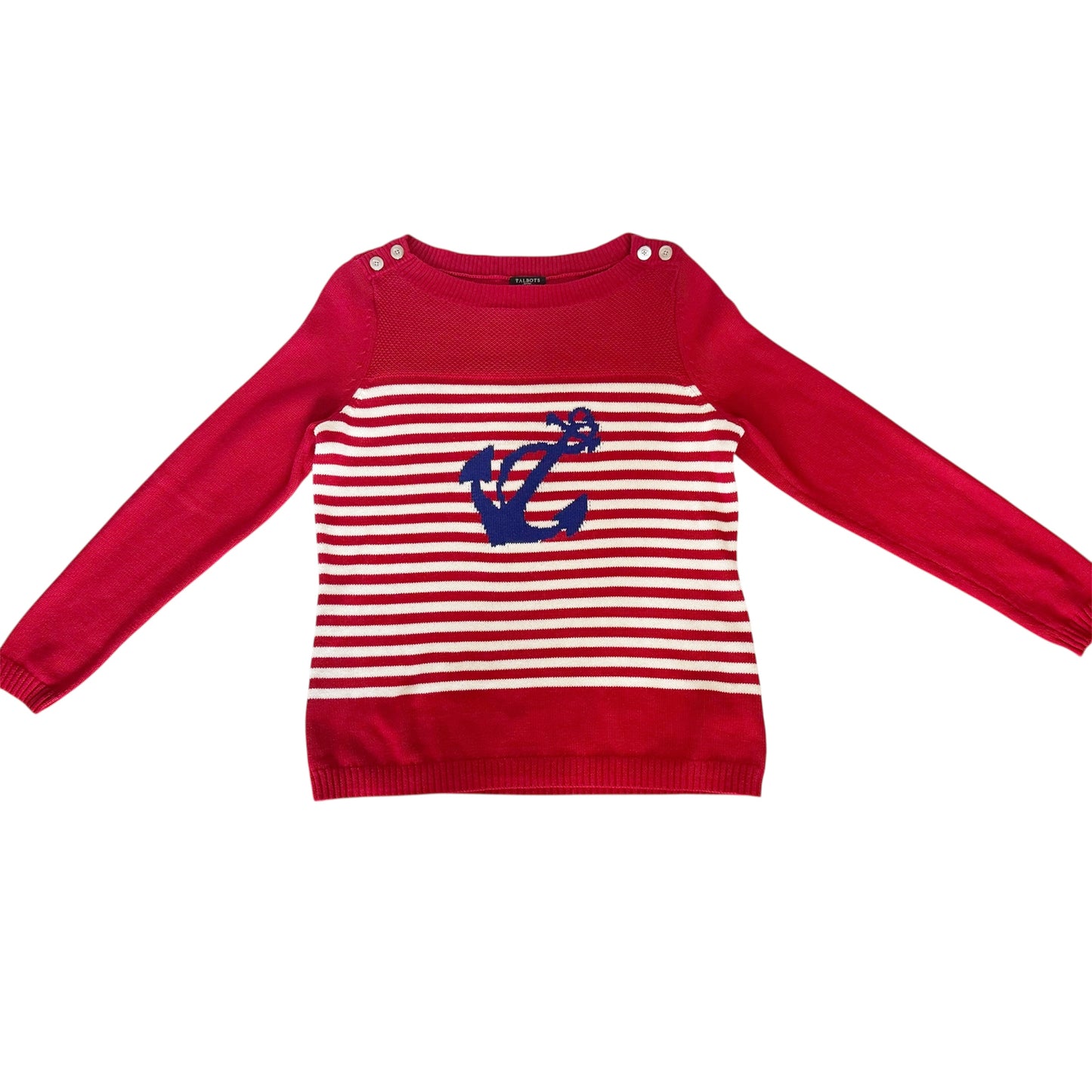 Talbots Boat Neck Nautical Themed Sweater