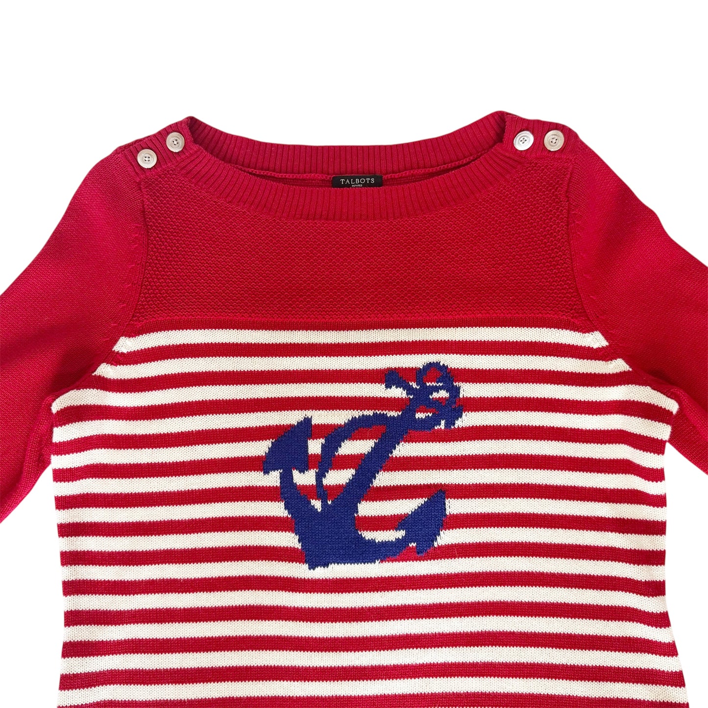 Talbots Boat Neck Nautical Themed Sweater