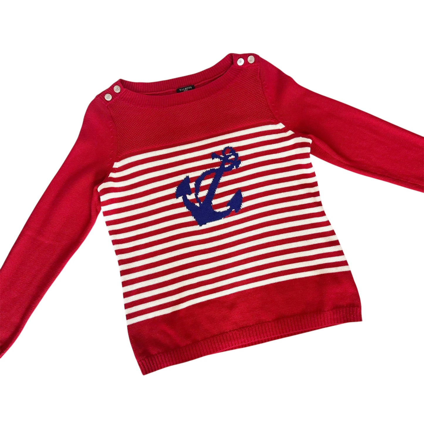 Talbots Boat Neck Nautical Themed Sweater