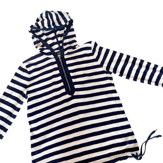 Lauren Ralph Lauren Navy & White Striped 1/4 Zipper Long Sleeve Shirt