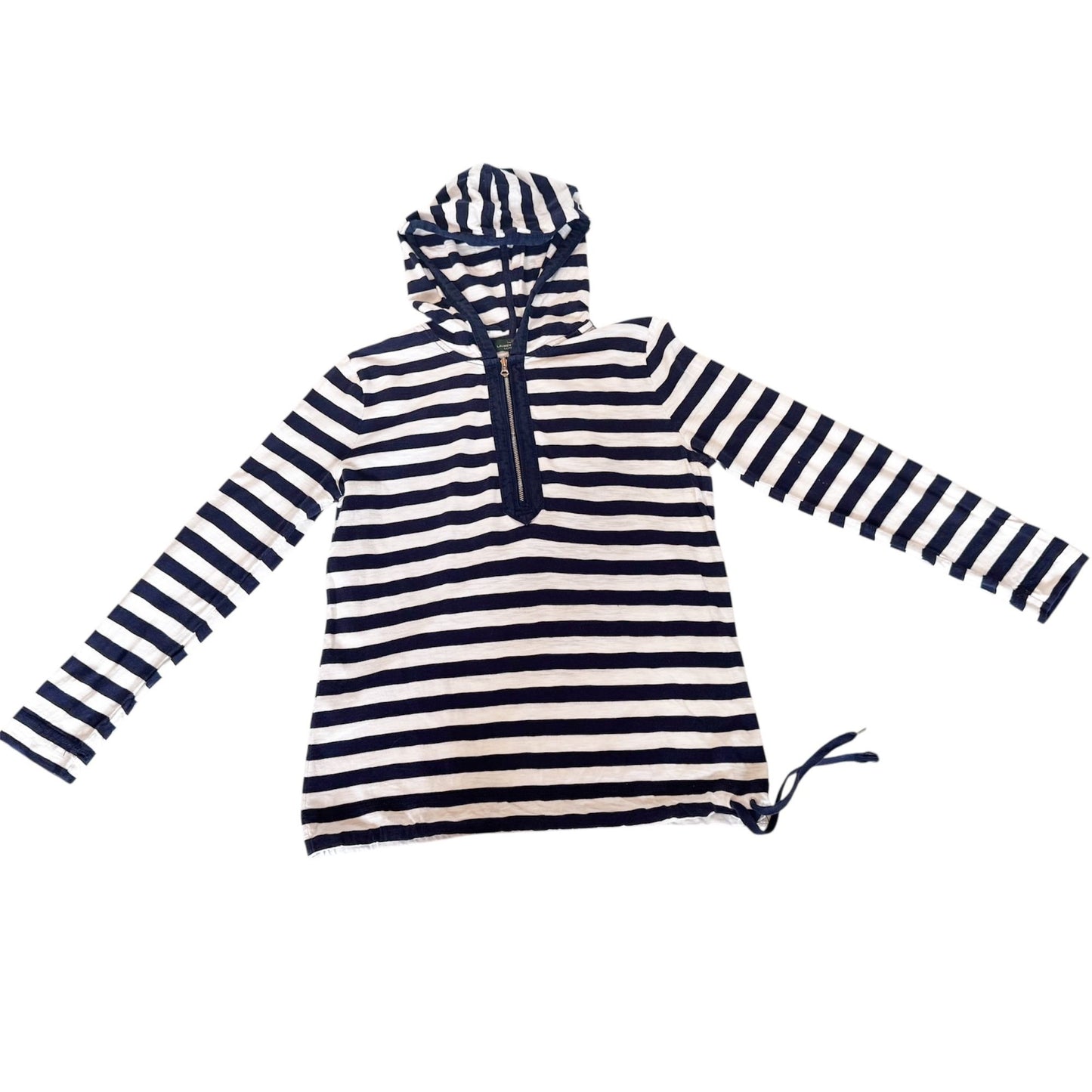 Lauren Ralph Lauren Navy & White Striped 1/4 Zipper Long Sleeve Shirt