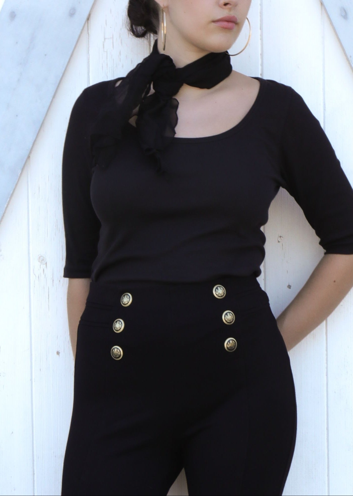 Everlane Pullover Black Scoop Neck Ribbed Top