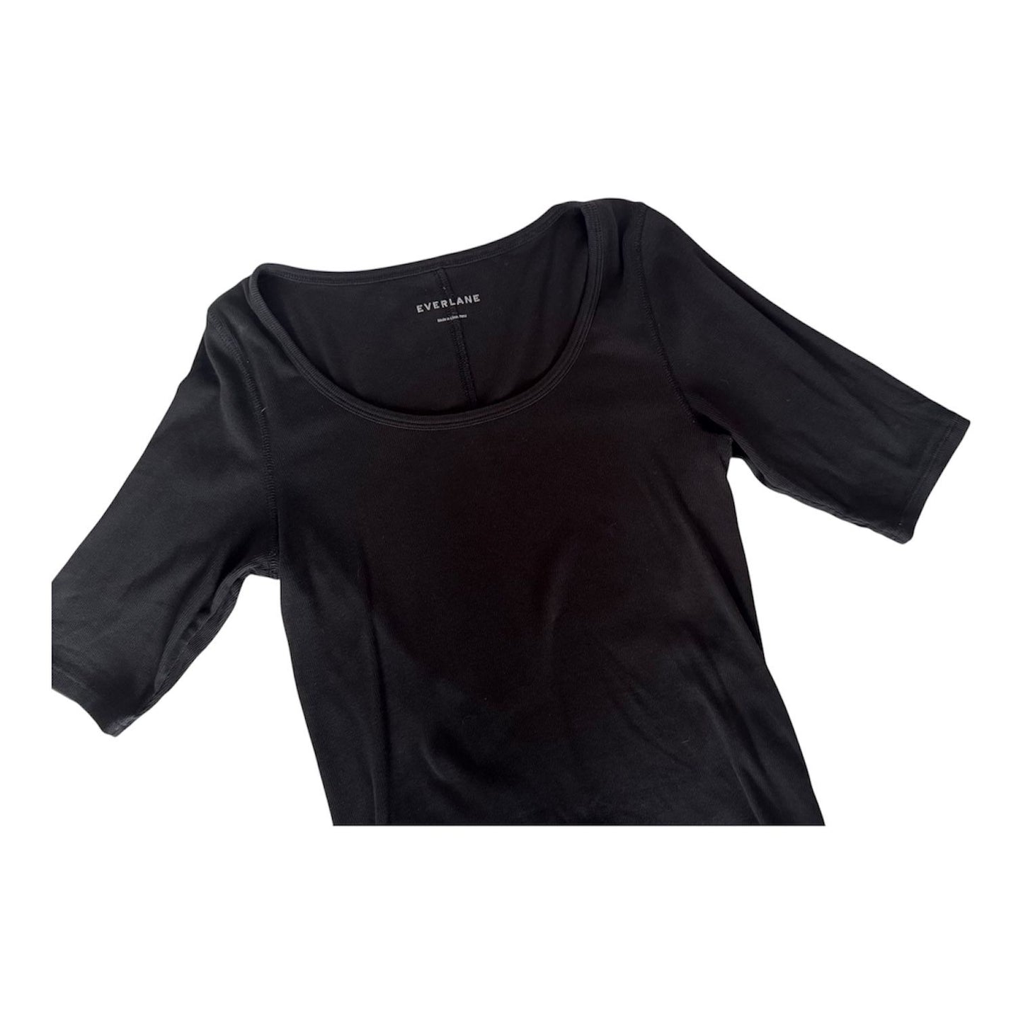Everlane Pullover Black Scoop Neck Ribbed Top