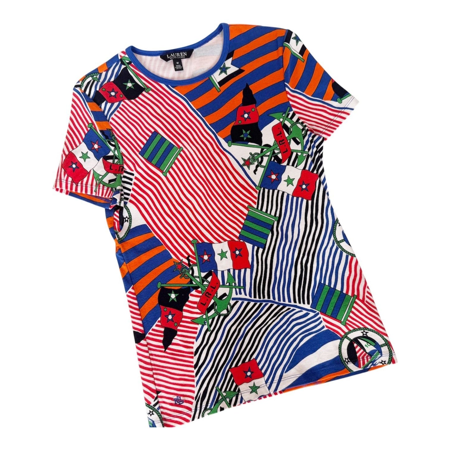 Lauren Ralph Lauren Multi Color Nautical Print Short Sleeve Shirt