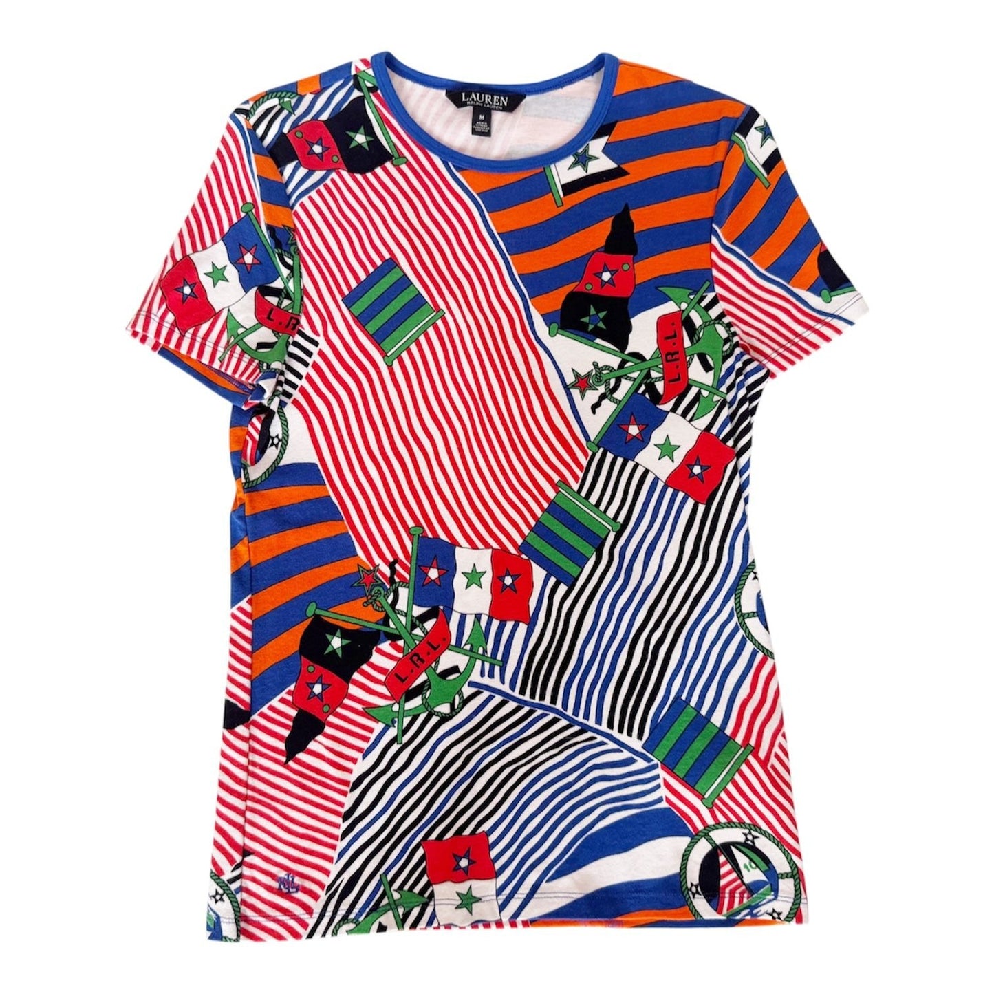 Lauren Ralph Lauren Multi Color Nautical Print Short Sleeve Shirt