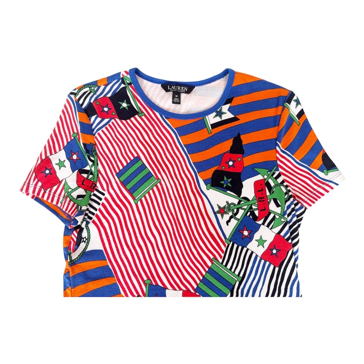 Lauren Ralph Lauren Multi Color Nautical Print Short Sleeve Shirt