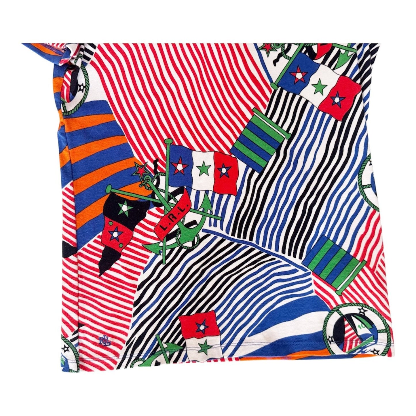 Lauren Ralph Lauren Multi Color Nautical Print Short Sleeve Shirt