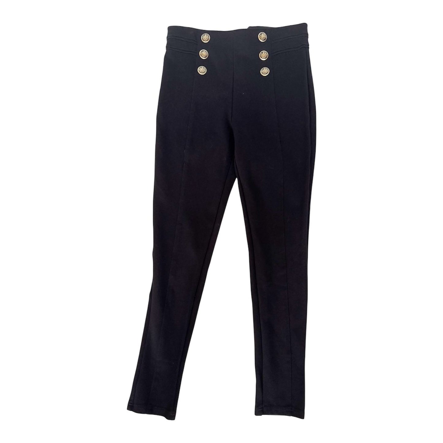 ZARA Sailor Button Black Slim Leg Ponte Pants