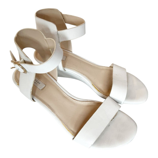 Cole Haan White Wedge Ankle Strap Open Toe Sandal