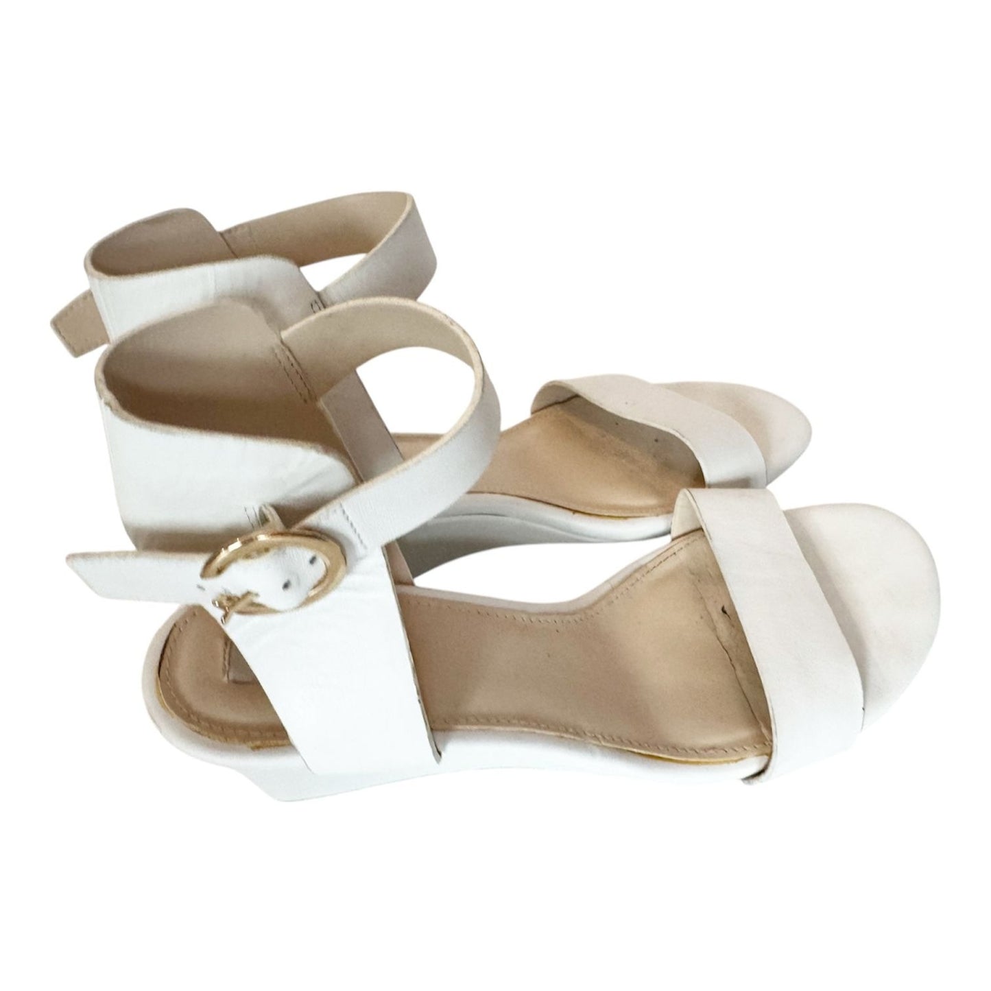 Cole Haan White Wedge Ankle Strap Open Toe Sandal