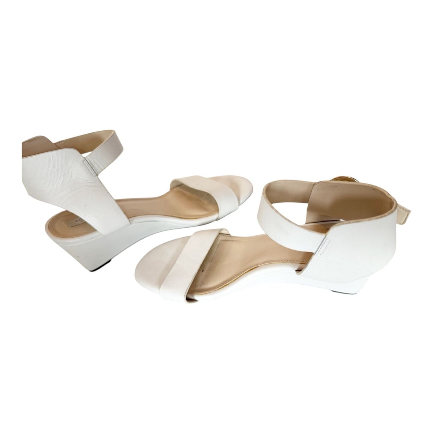 Cole Haan White Wedge Ankle Strap Open Toe Sandal