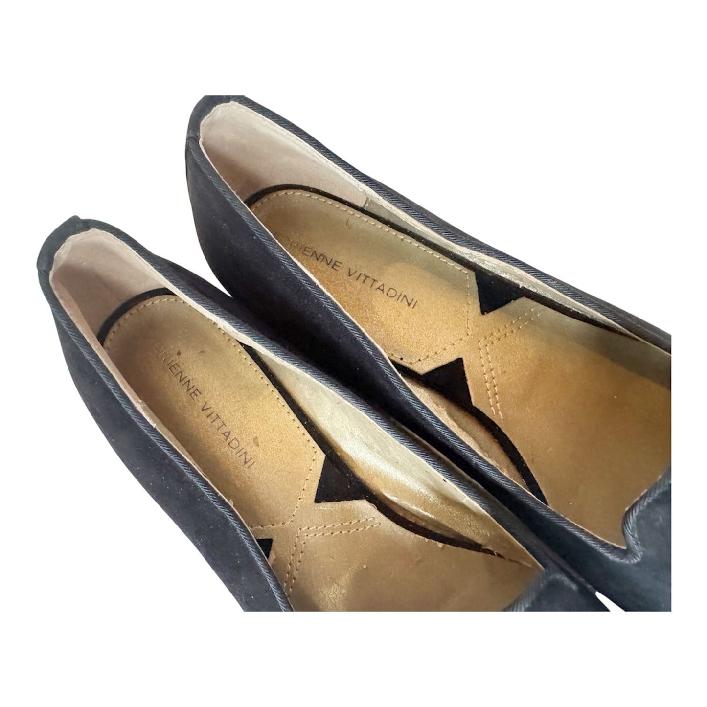 Adrienne Vittadini Black Gold Tassel Embroidered Loafer / Flat Sz 8.5